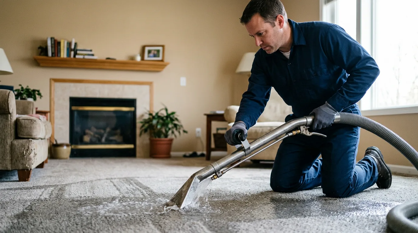 Water damage restoration technician working near Cedar Grove, WI